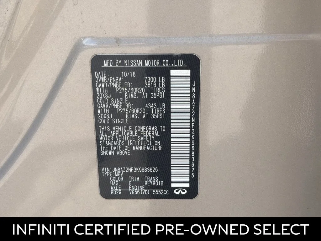 Certified Used 2019 Champagne Quartz INFINITI LUXE image 37