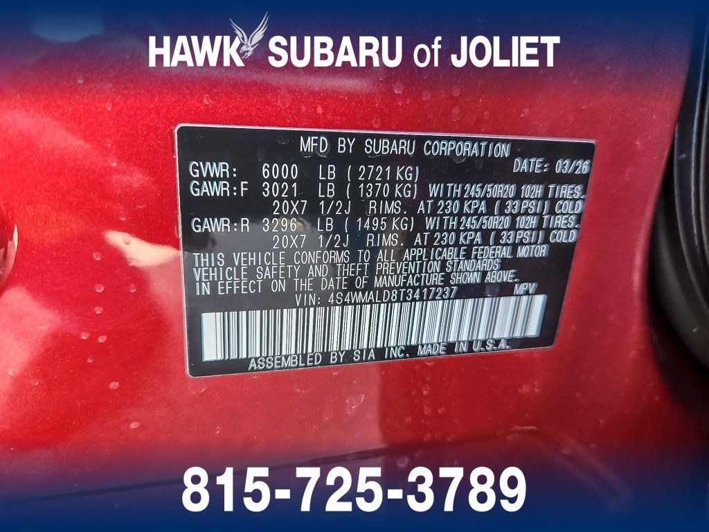 Used 2026 Crimson Red Pearl Subaru Onyx Edition Touring image 19