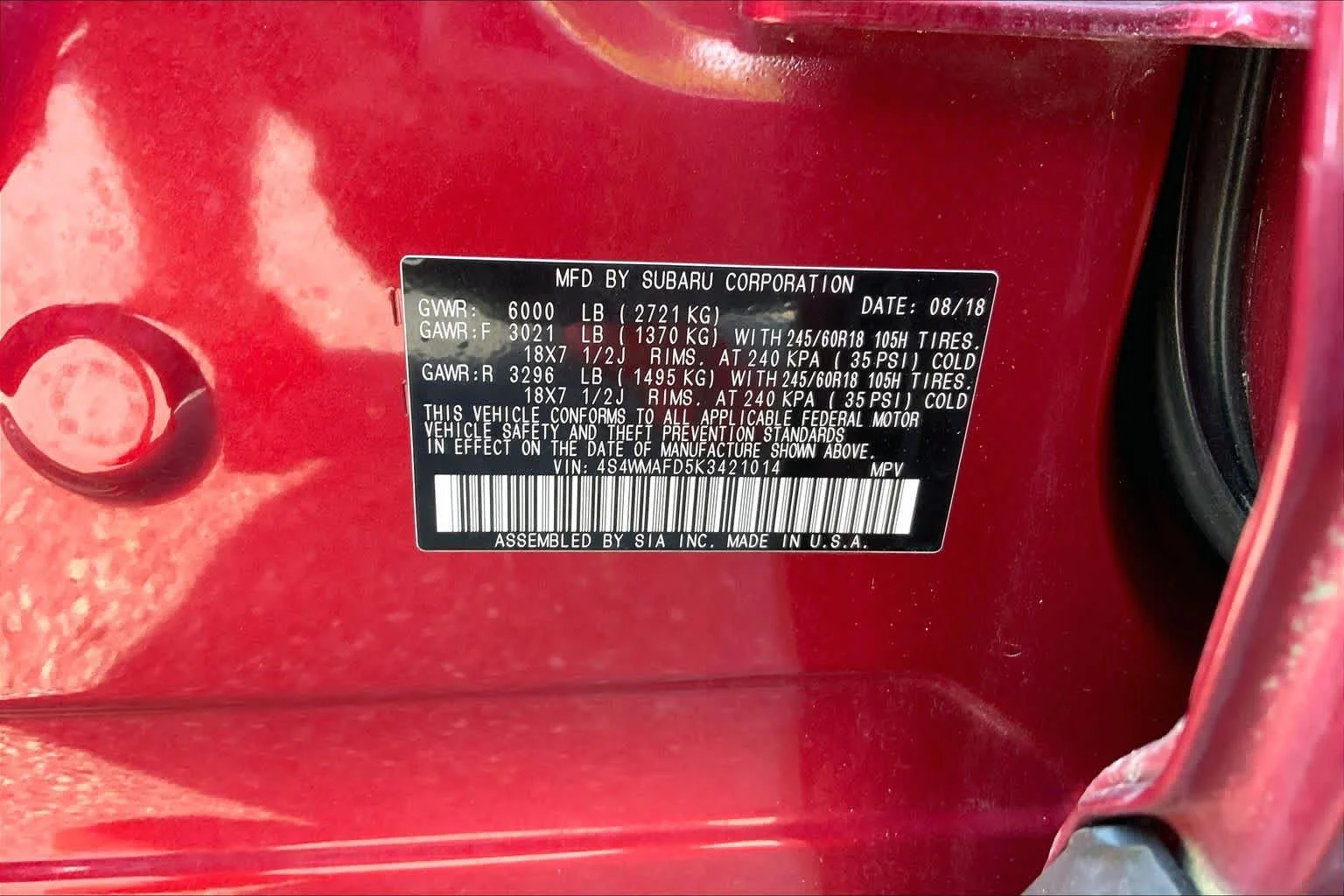 Used 2019 Crimson Red Pearl Subaru Premium image 31