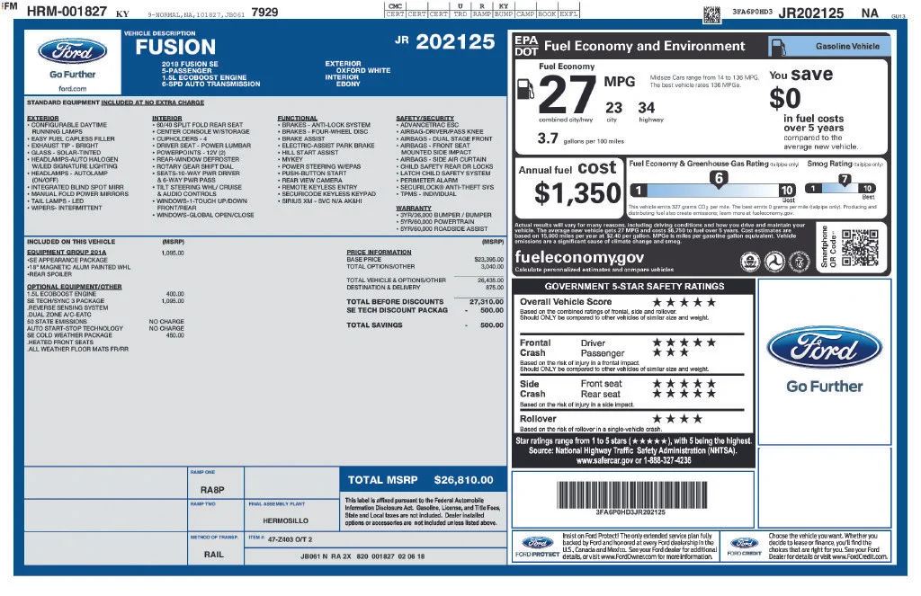Used 2018 White Ford SE image 3