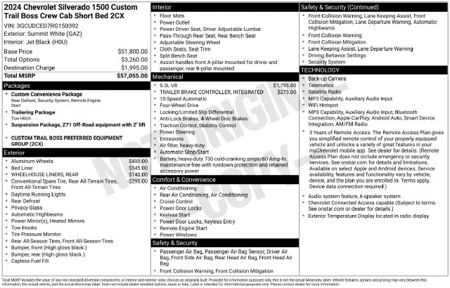 Used 2024 White Chevrolet Custom Trail Boss image 29