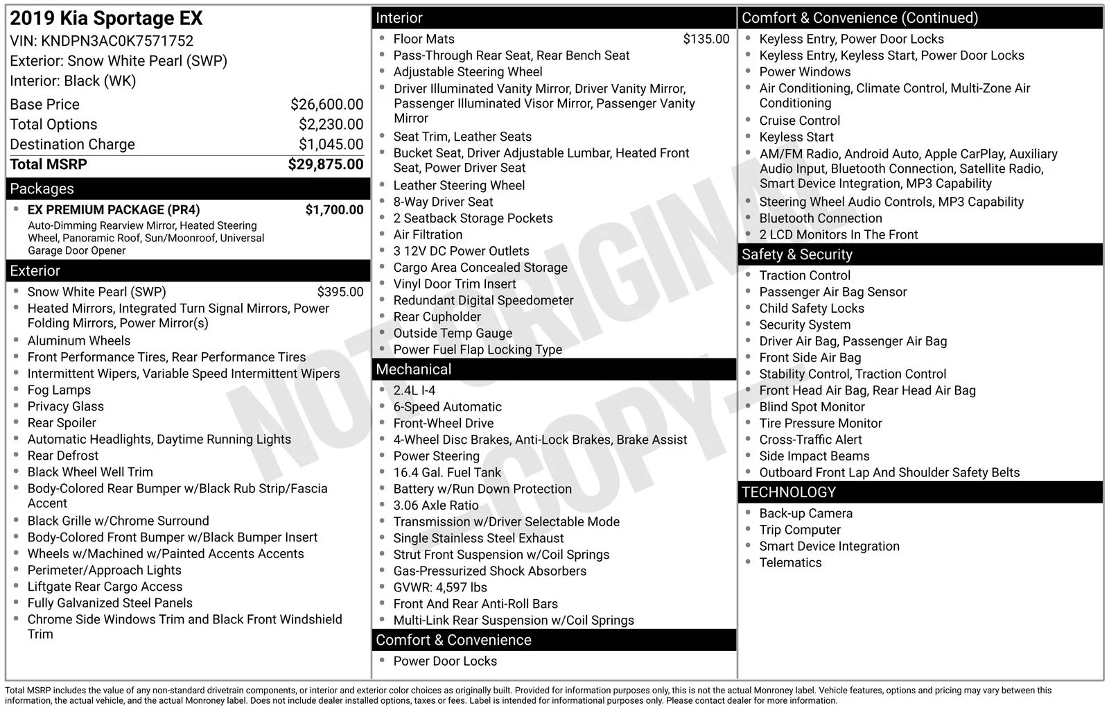 Certified Used 2019 Snow White Pearl Kia EX image 42
