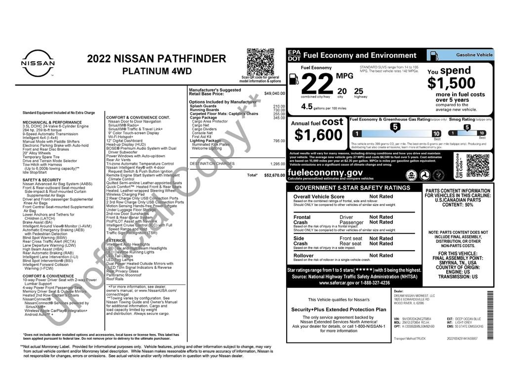 Certified Used 2022 Blue Nissan Platinum image 6