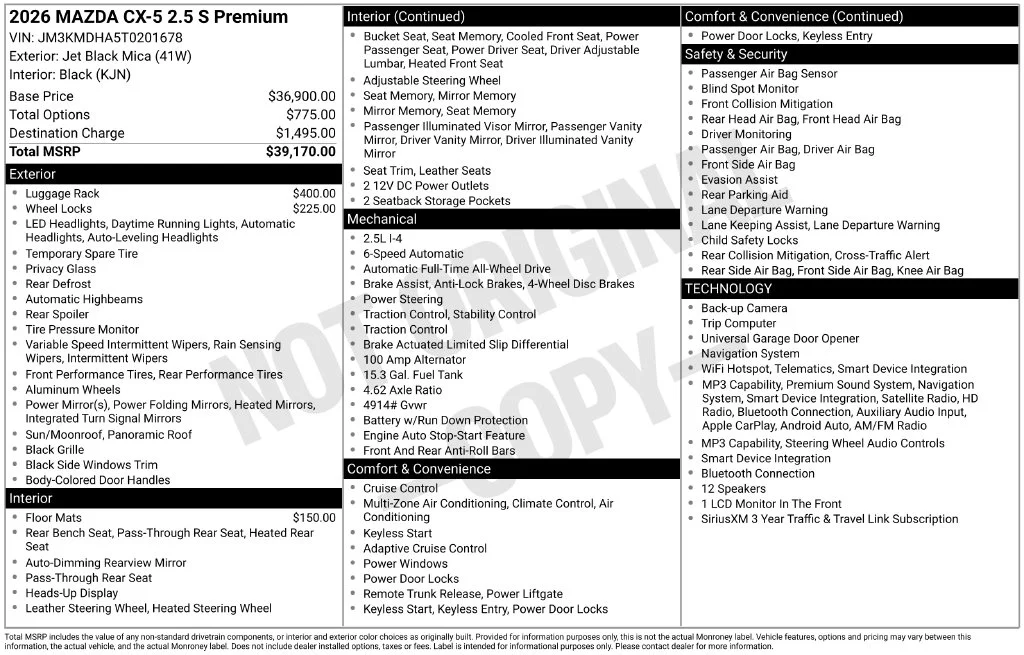 New 2026 Black Mazda 2.5 S Premium image 3
