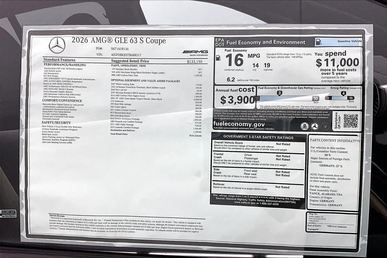 New 2026 Obsidian Black Metallic Mercedes-Benz AMG® GLE 63 S 4MATIC+ Coupe image 26