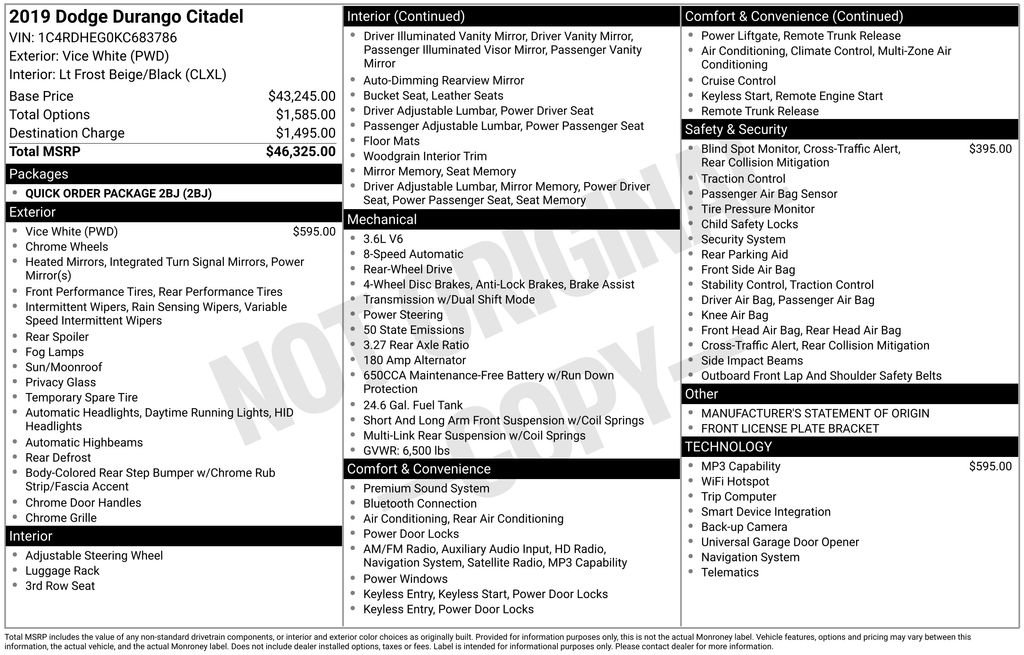 Used 2019 White Dodge Citadel image 40