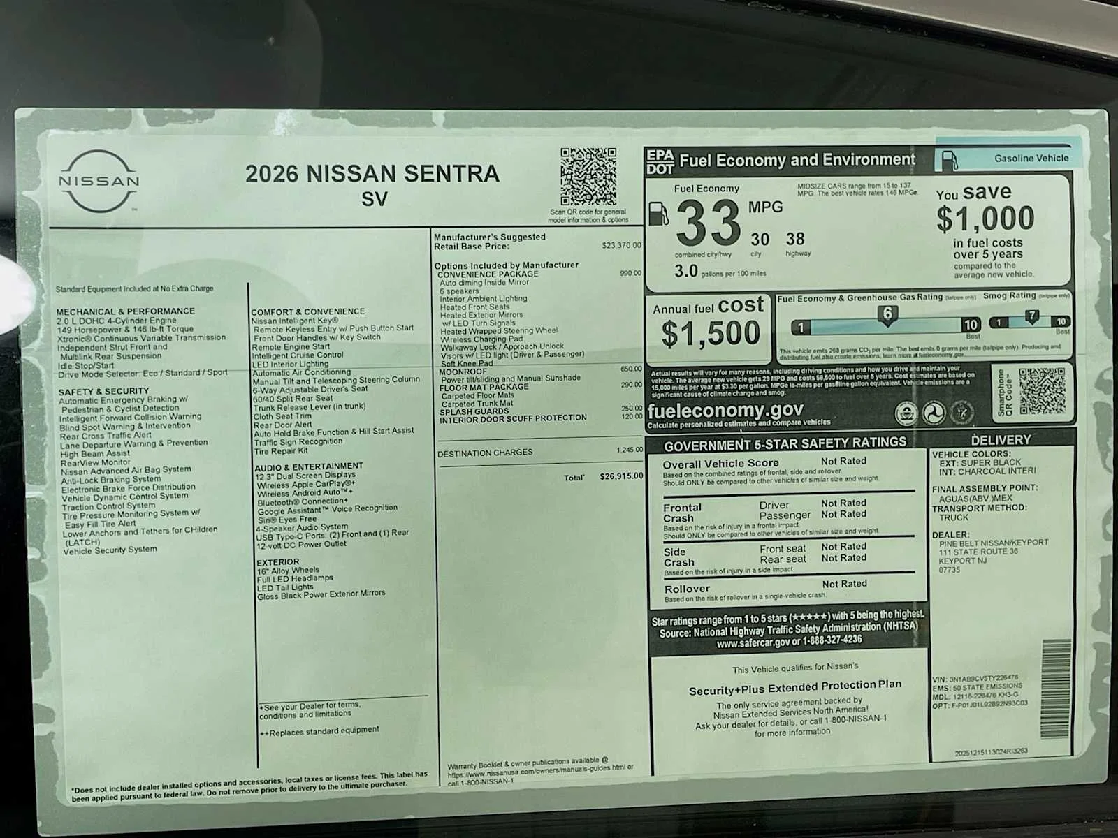 New 2026 Super Black Nissan SV image 6