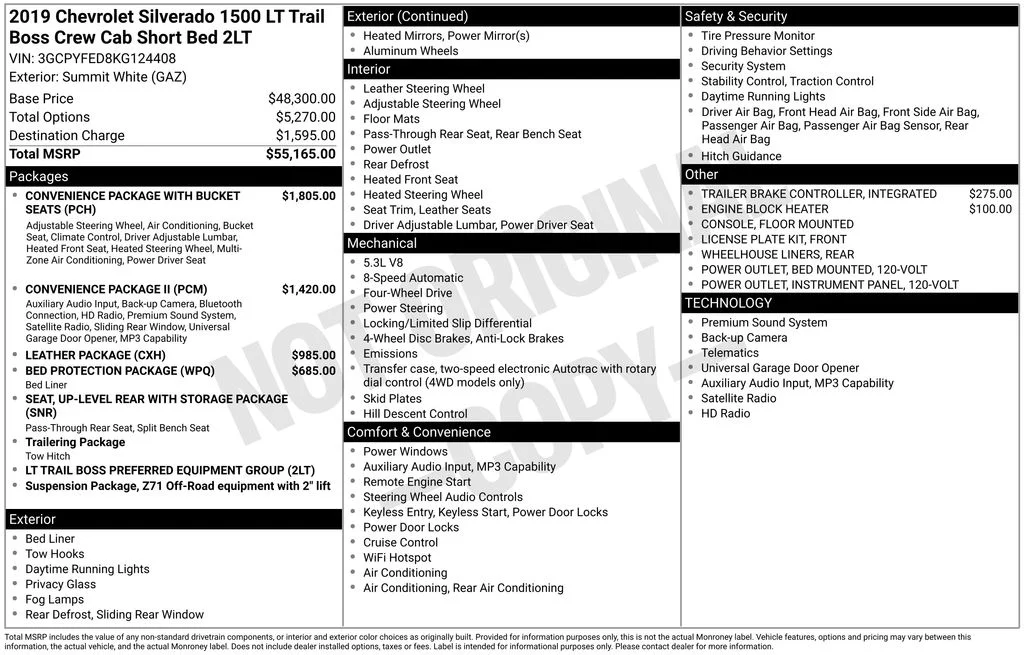Used 2019 White Chevrolet LT Trail Boss image 33