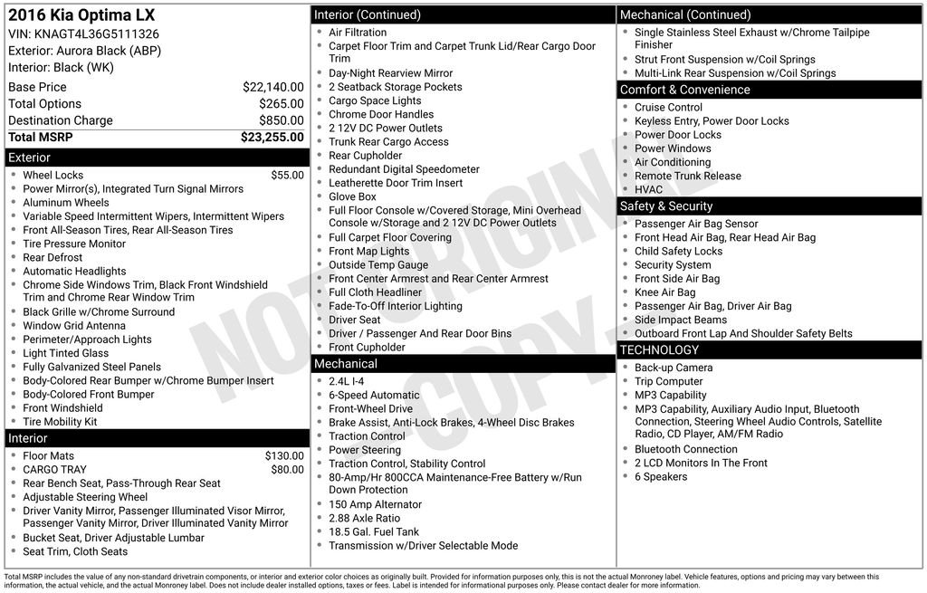 Used 2016 Black Kia LX image 7
