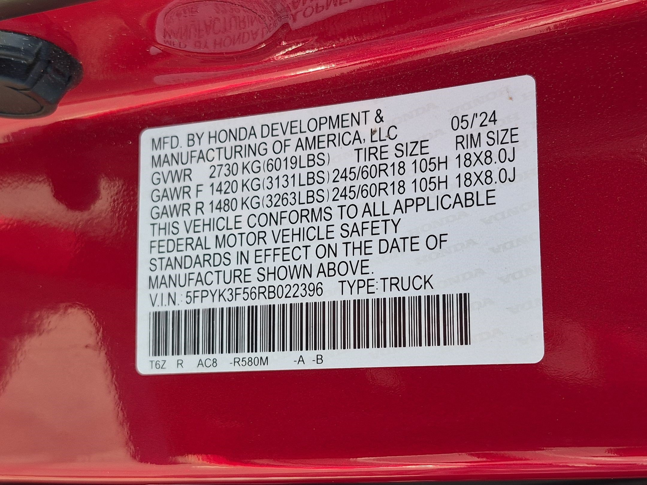 Certified Used 2024 Radiant Red Metallic II Honda AWD RTL image 34