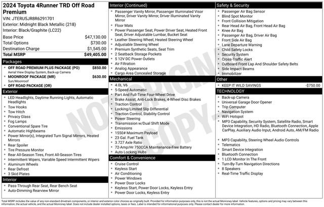 Certified Used 2024 Midnight Black Metallic Toyota TRD Off-Road Premium image 40