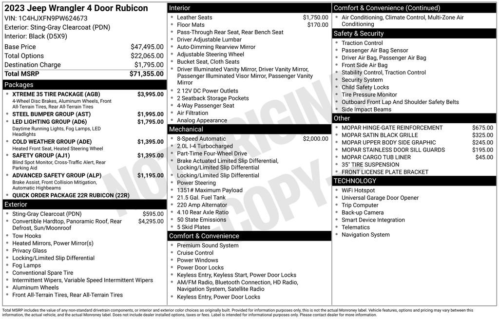 Used 2023 Sting-Gray Clearcoat Jeep Rubicon w/XTREME RECON 35" PKG, POWER TOP & MORE! image 9