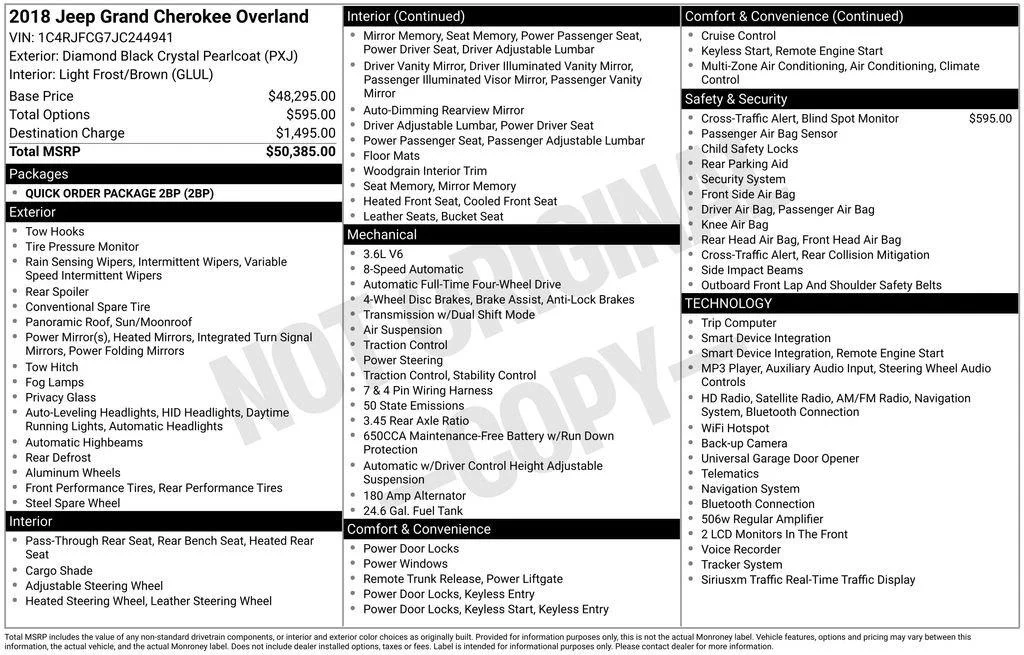 Used 2018 Diamond Black Crystal Pearlcoat Jeep Overland image 4
