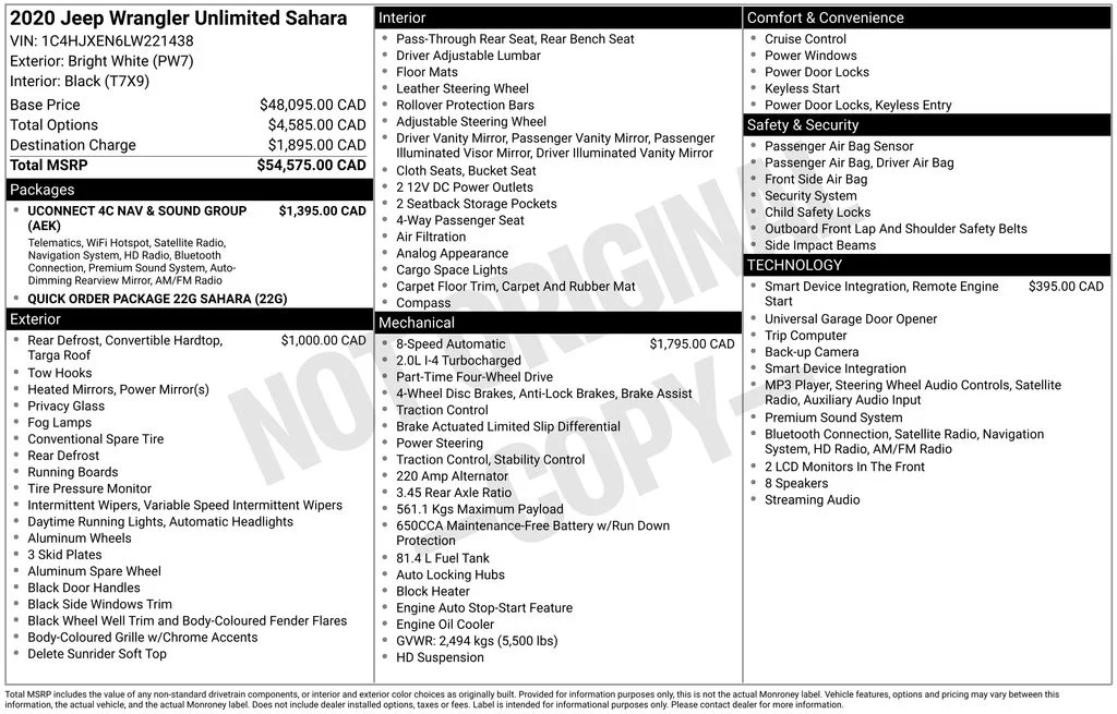 Used 2020 White/off-white Jeep Unlimited Sahara image 6