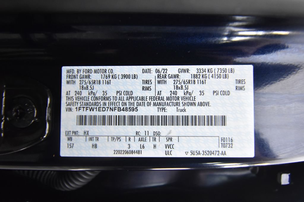 Used 2022 Atlas Blue Metallic Ford Lariat image 25