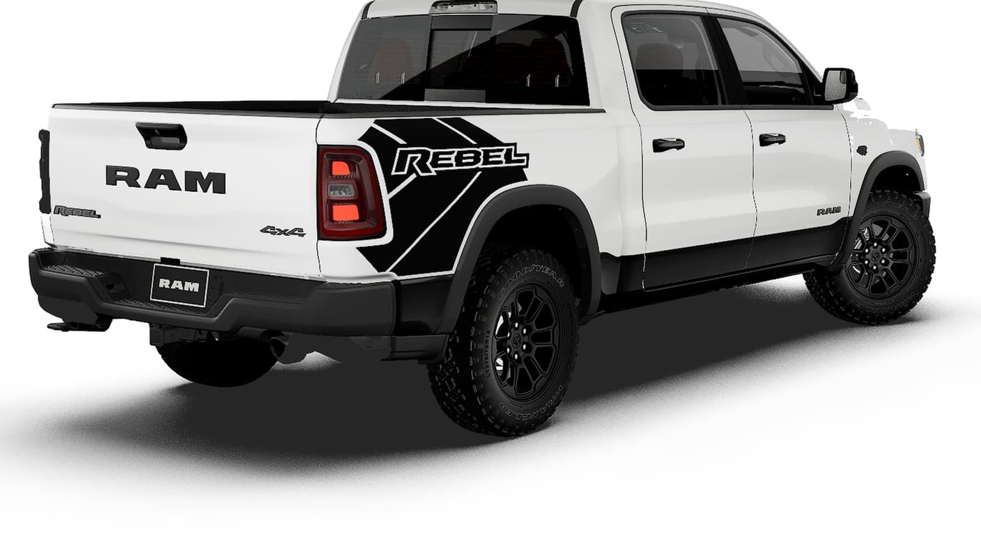 New 2027 Bright White Clear-Coat Exterior Paint RAM REBEL image 2