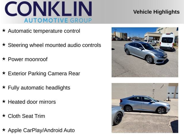 Used 2018 Honda Civic EX with VIN 2HGFC2F73JH604996 for sale in Hutchinson, KS