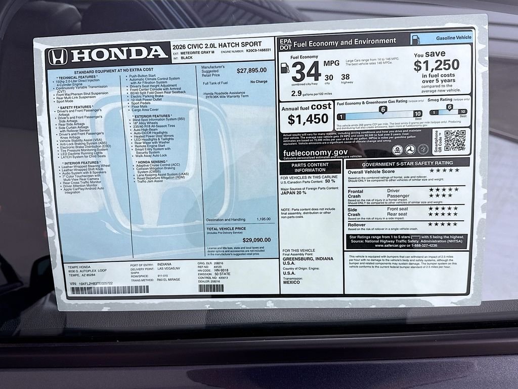 New 2026 Meteorite Gray Metallic Honda Sport image 9