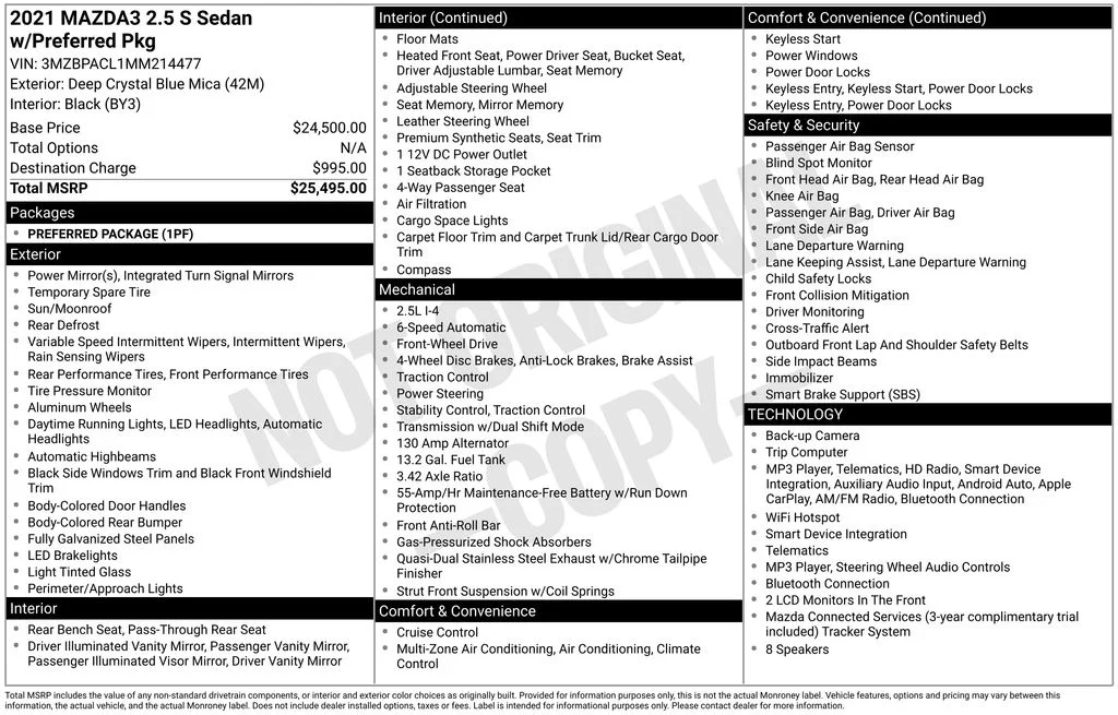 Used 2021 Blue Mazda Preferred image 6