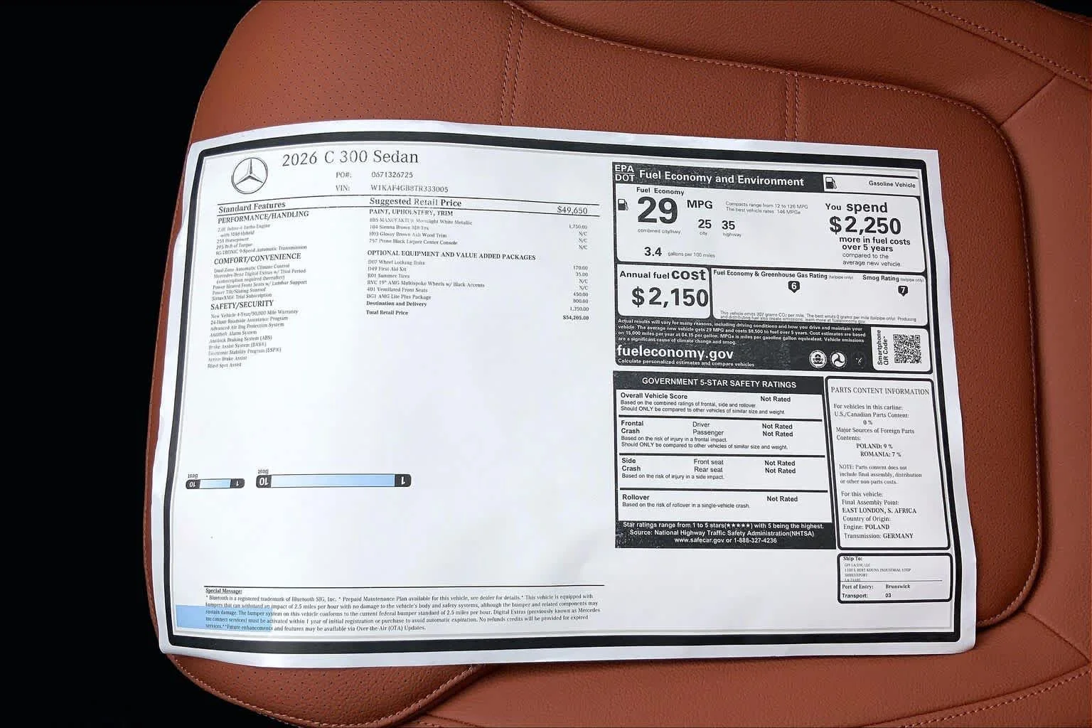 New 2026 MANUFAKTUR Moonlight White Metallic Mercedes-Benz C 300 image 19