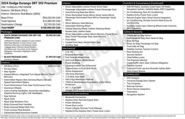 Certified Used 2024 Black Dodge SRT 392 Premium image 3