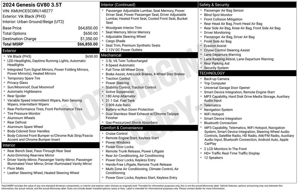 Certified Used 2024 Black Genesis 3.5T image 32
