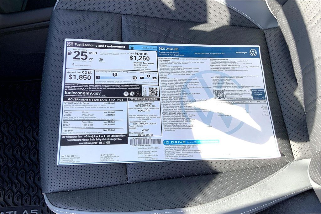 New 2027 Opal White Pearl Volkswagen SE image 14