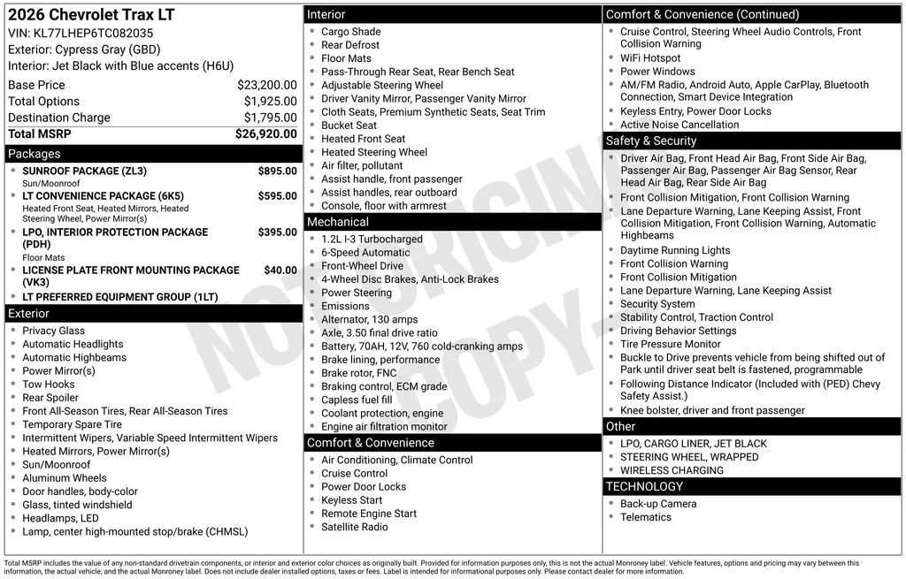 New 2026 Cypress Gray Chevrolet LT image 8