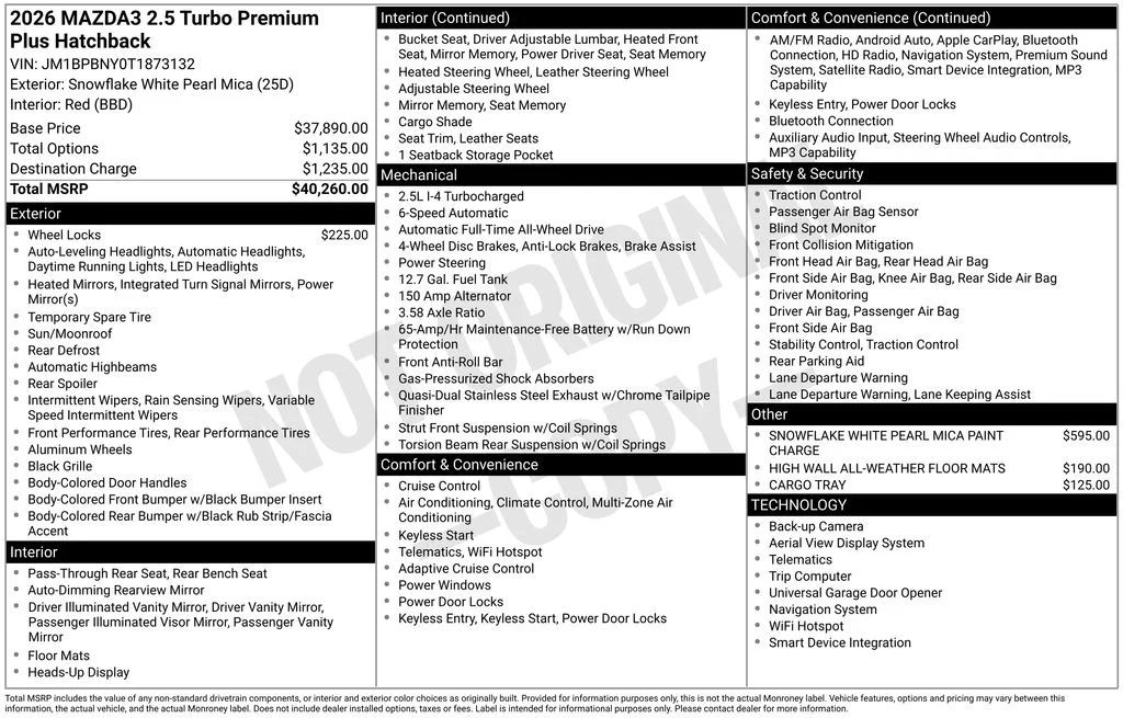 New 2026 White Mazda 2.5 Turbo Premium Plus image 4