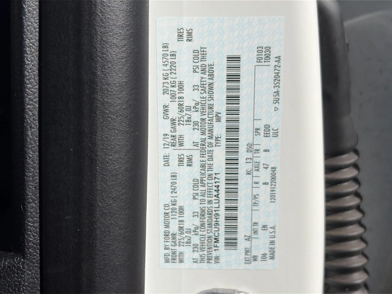 Used 2020 White Metallic Ford SEL image 27