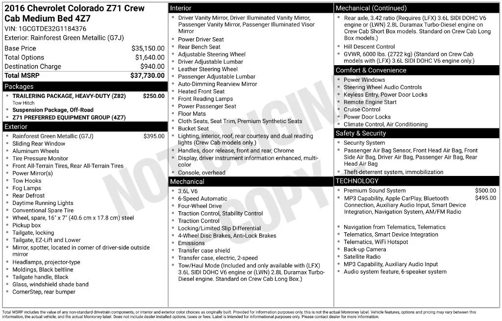 Used 2016 RAINFOREST GREEN METALLIC Chevrolet 4WD Z71 image 8