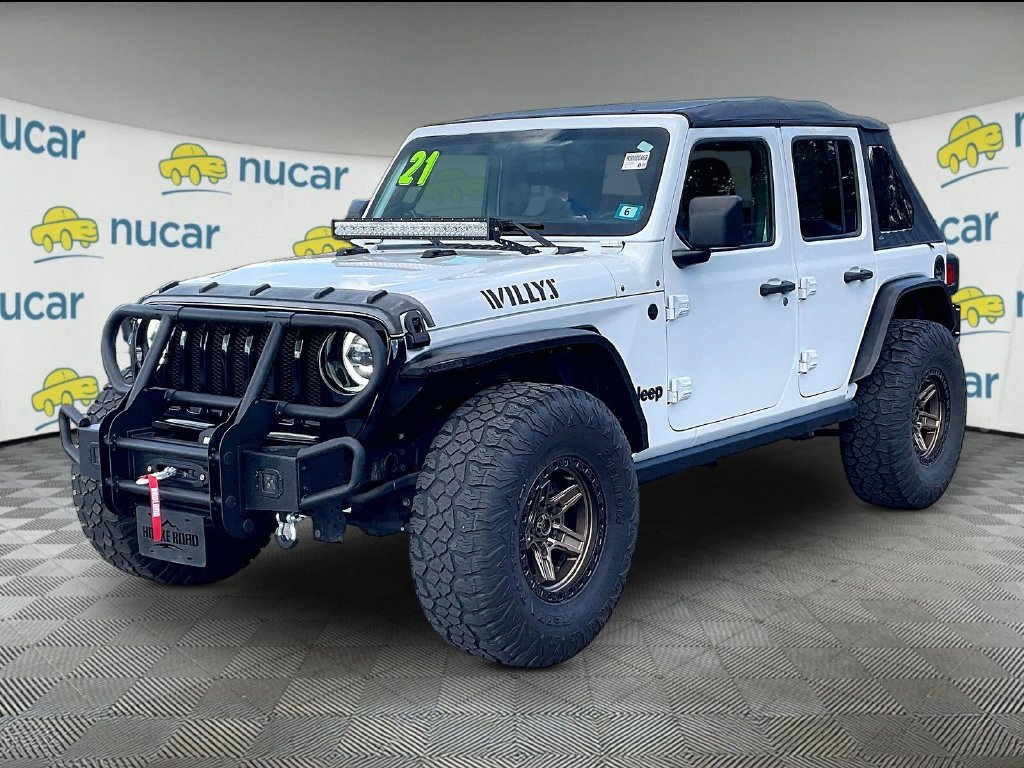 Used 2021 Bright White Clearcoat Jeep Unlimited Willys image 3