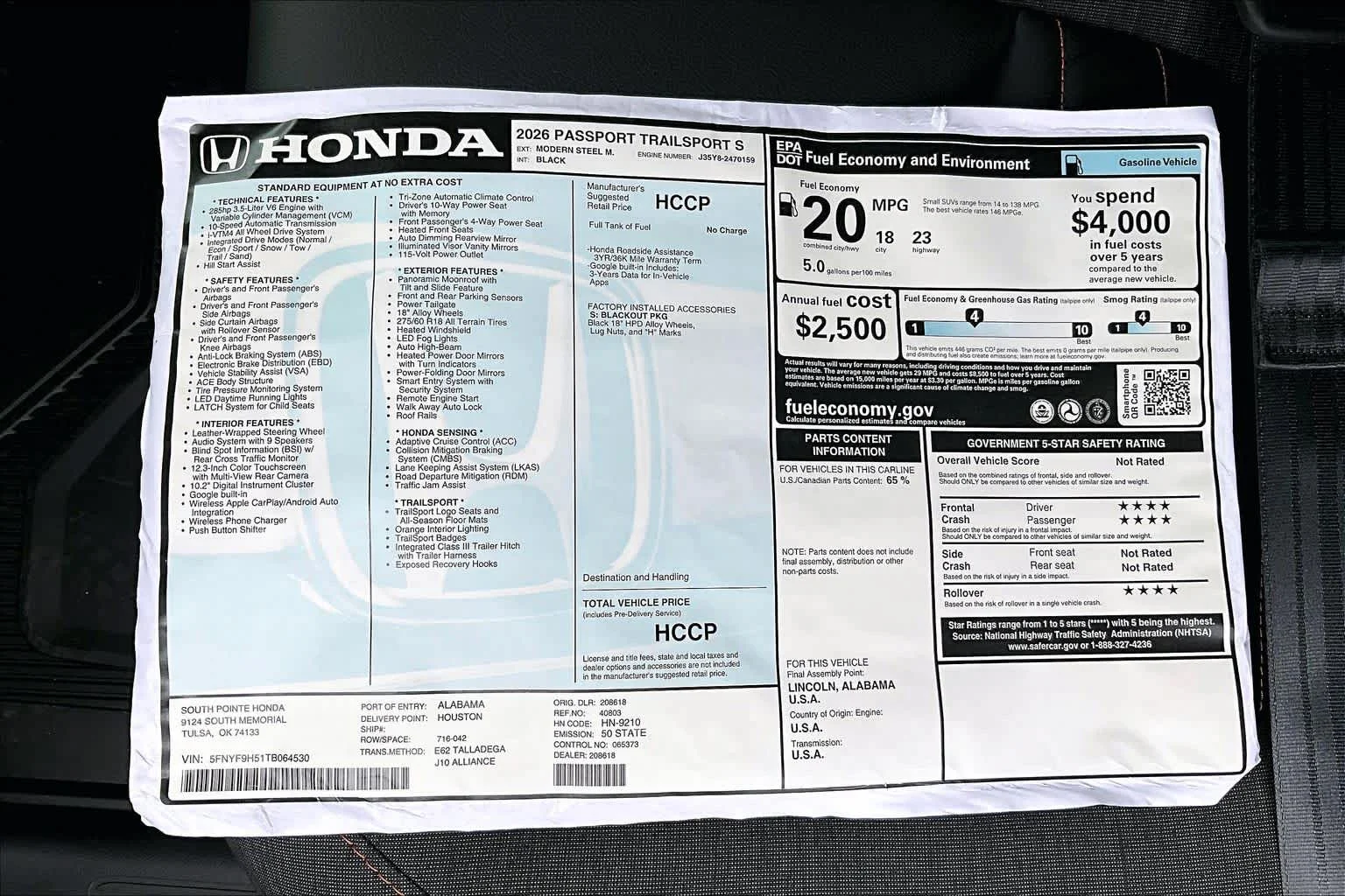 Used 2026 Modern Steel Metallic Honda TrailSport Blackout image 22