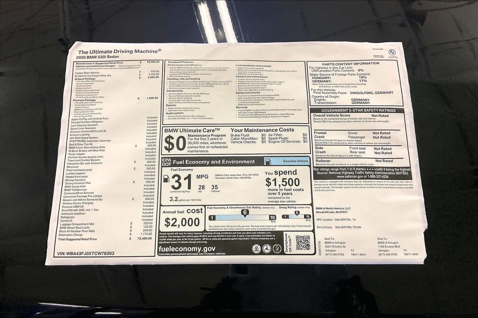 New 2026 Carbon Black Metallic BMW 530i image 19