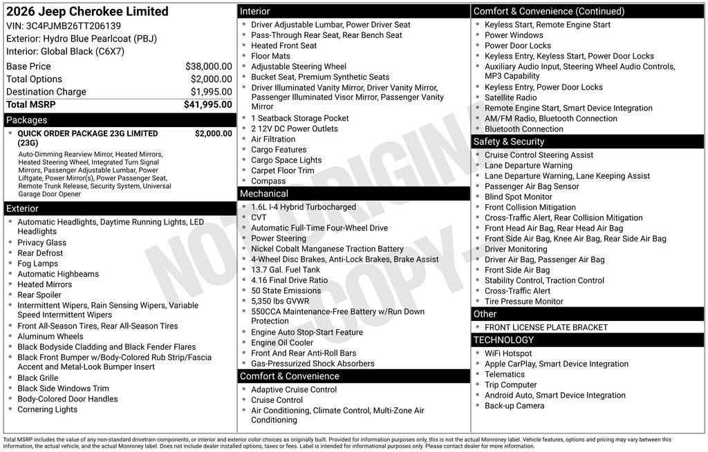New 2026 Hydro Blue Pearl-Coat Exterior Paint Jeep Limited image 22