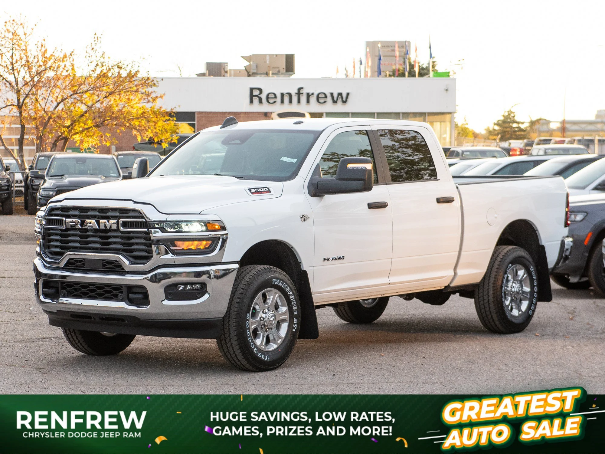 New 2027 White RAM Big Horn* Crew Cab 4x4, 6.4L HEMI V8, Remote Start image 1