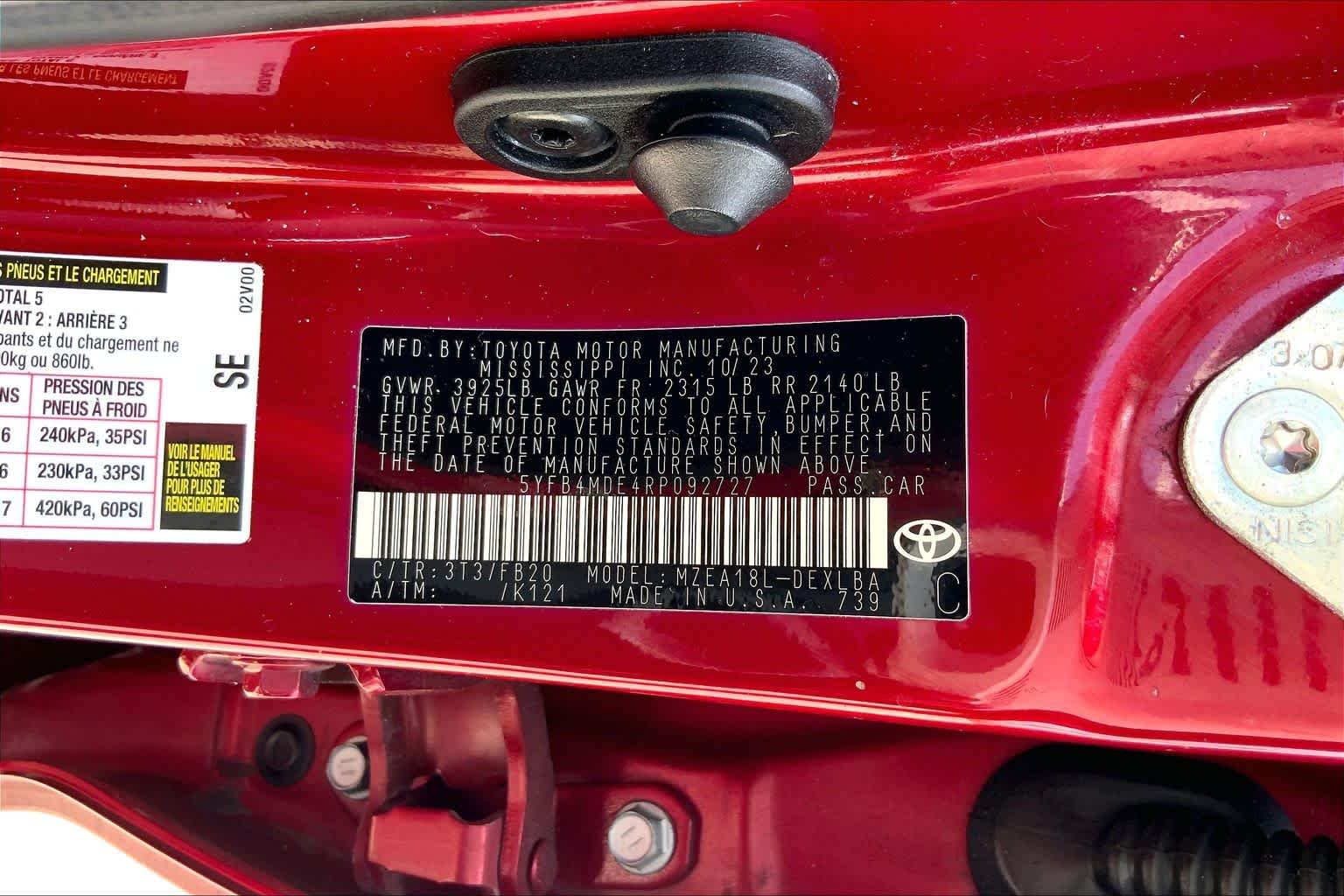 Used 2024 Ruby Flare Pearl Toyota LE image 36