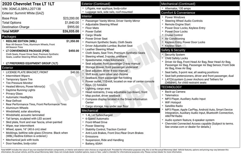 Used 2020 White Chevrolet LT image 2