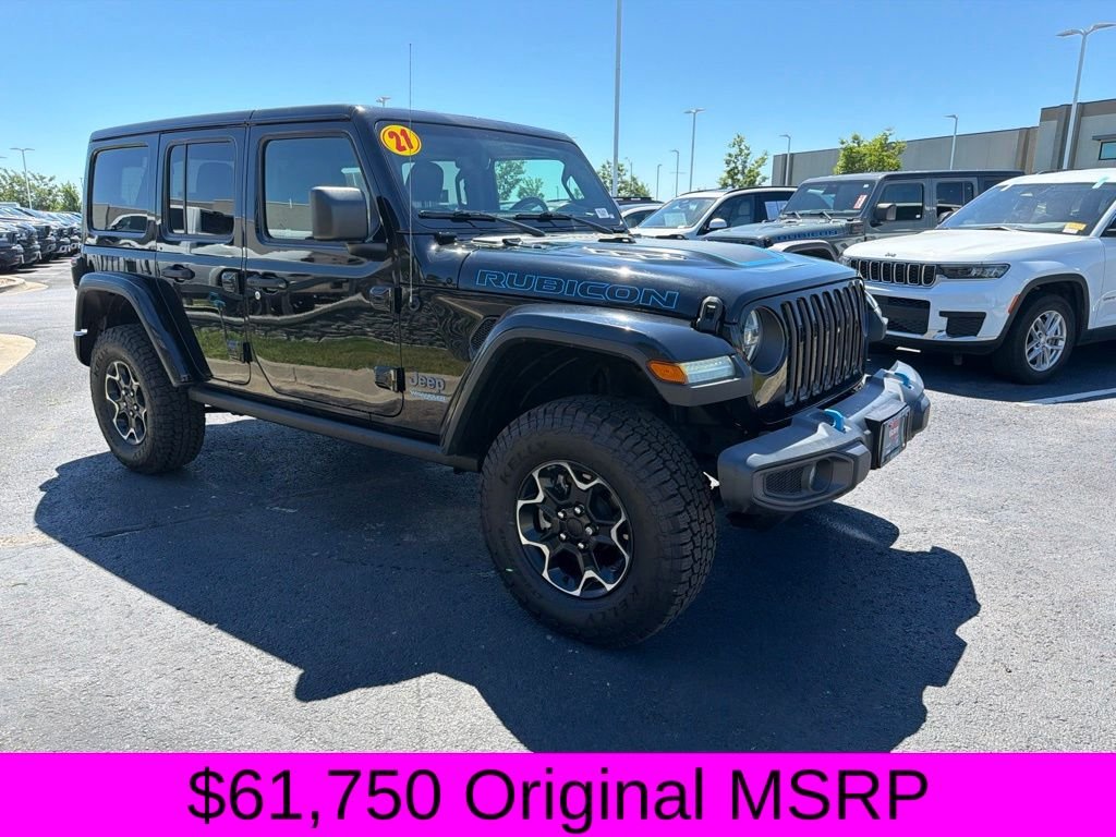 Used 2021 Black Jeep Unlimited Rubicon 4xe image 1