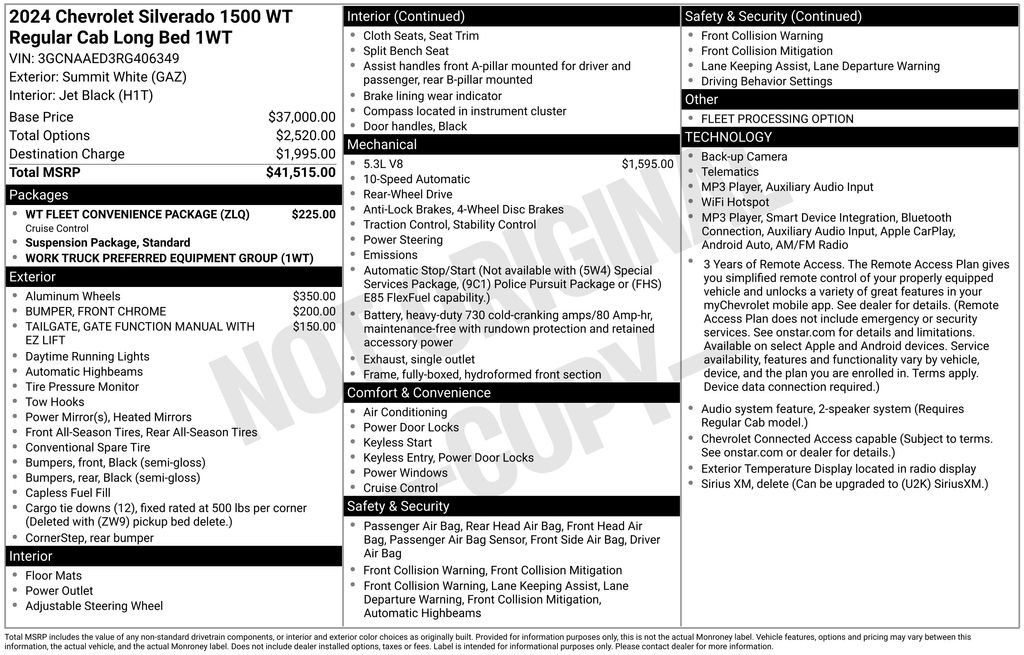Used 2024 White Chevrolet WT image 6