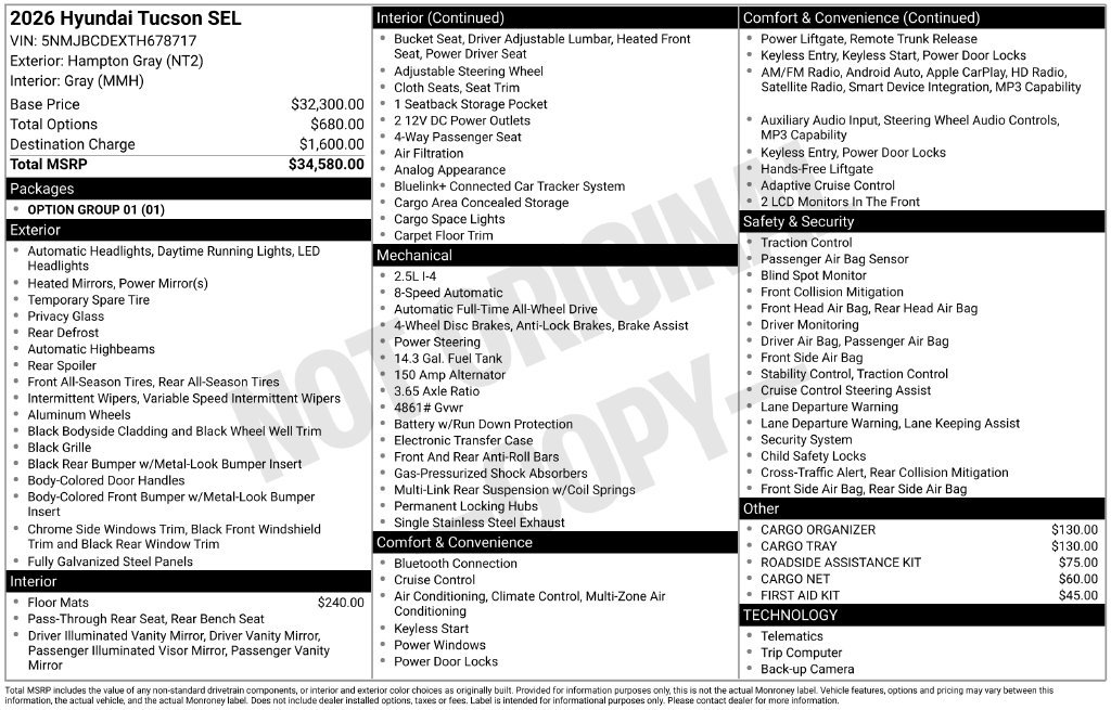New 2026 Gray Hyundai SEL AWD image 32