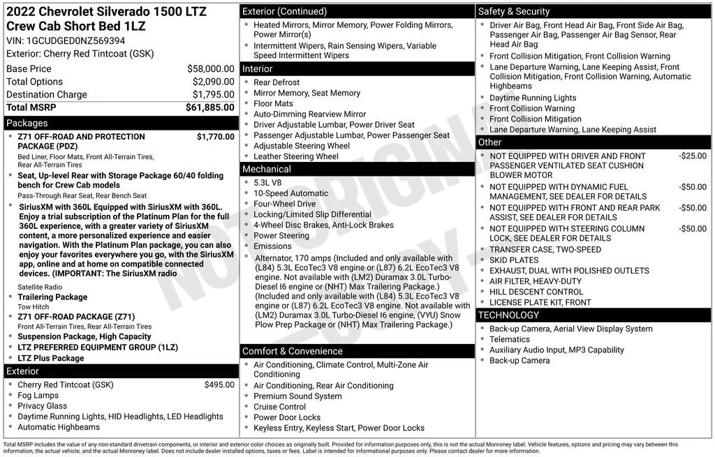 Used 2022 Cherry Red Tintcoat Chevrolet LTZ image 2