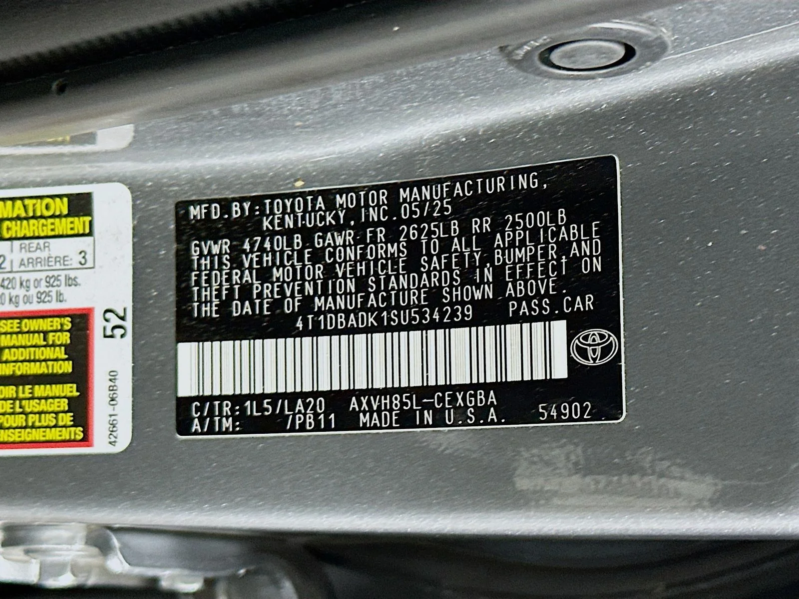 Certified Used 2025 Gray Toyota XLE image 54