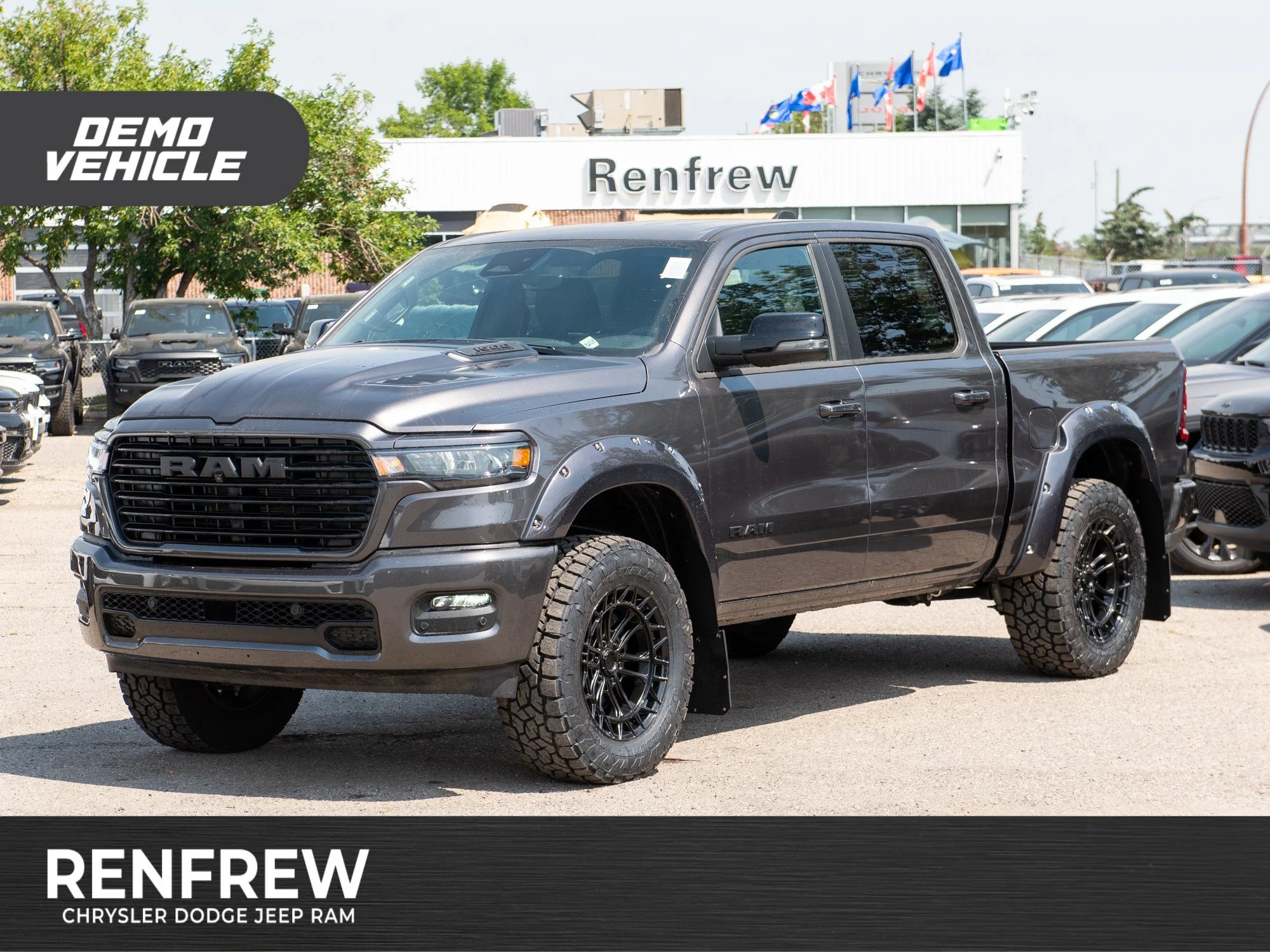Used 2026 Grey RAM Sport* Crew Cab 4x4, 3.5 Inch Lift, 35 Inch Tires, Fuel Wheels, Trigger Industries Mudflaps image 1