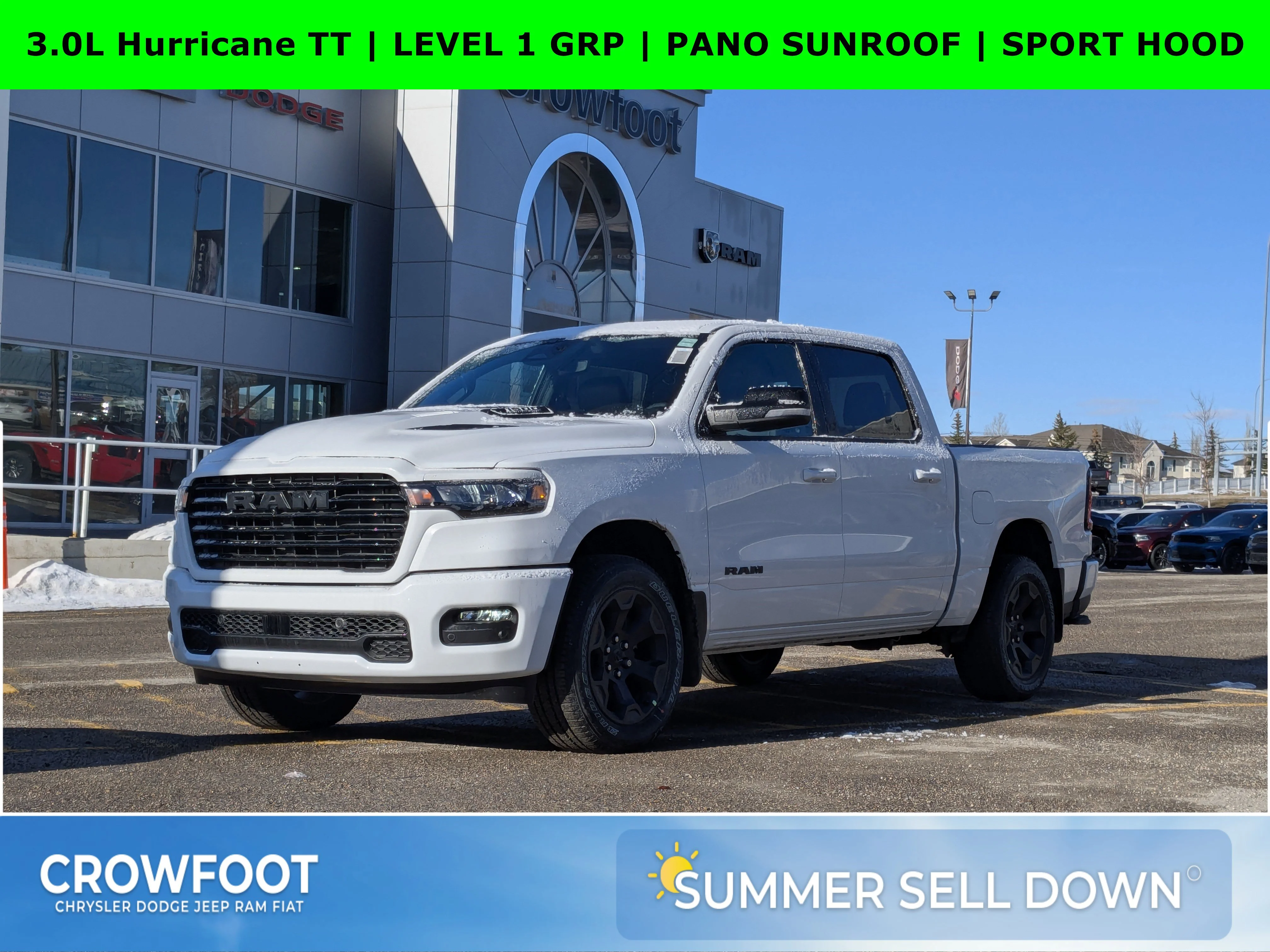 New 2026 White RAM Sport - - Level 1 Equip Grp - Bed Utility Group - Dual?Pane Panoramic Sunroof - 3.0L Hurricane Twin image 1