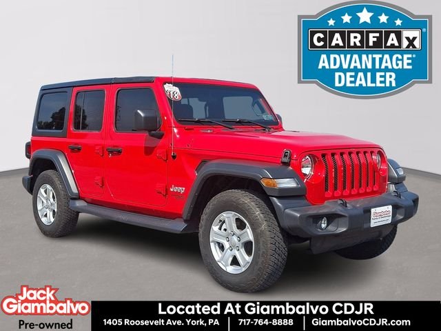 Used 2018 Red Jeep Unlimited Sport S image 1