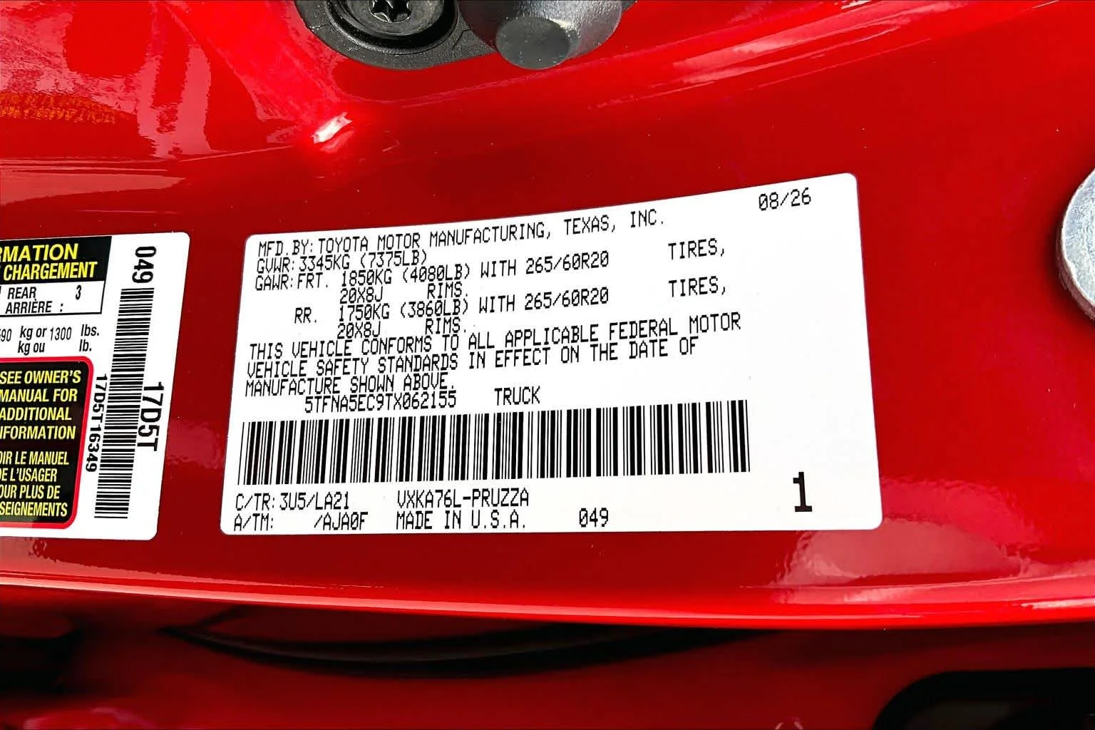 New 2026 Supersonic Red Toyota Platinum image 18