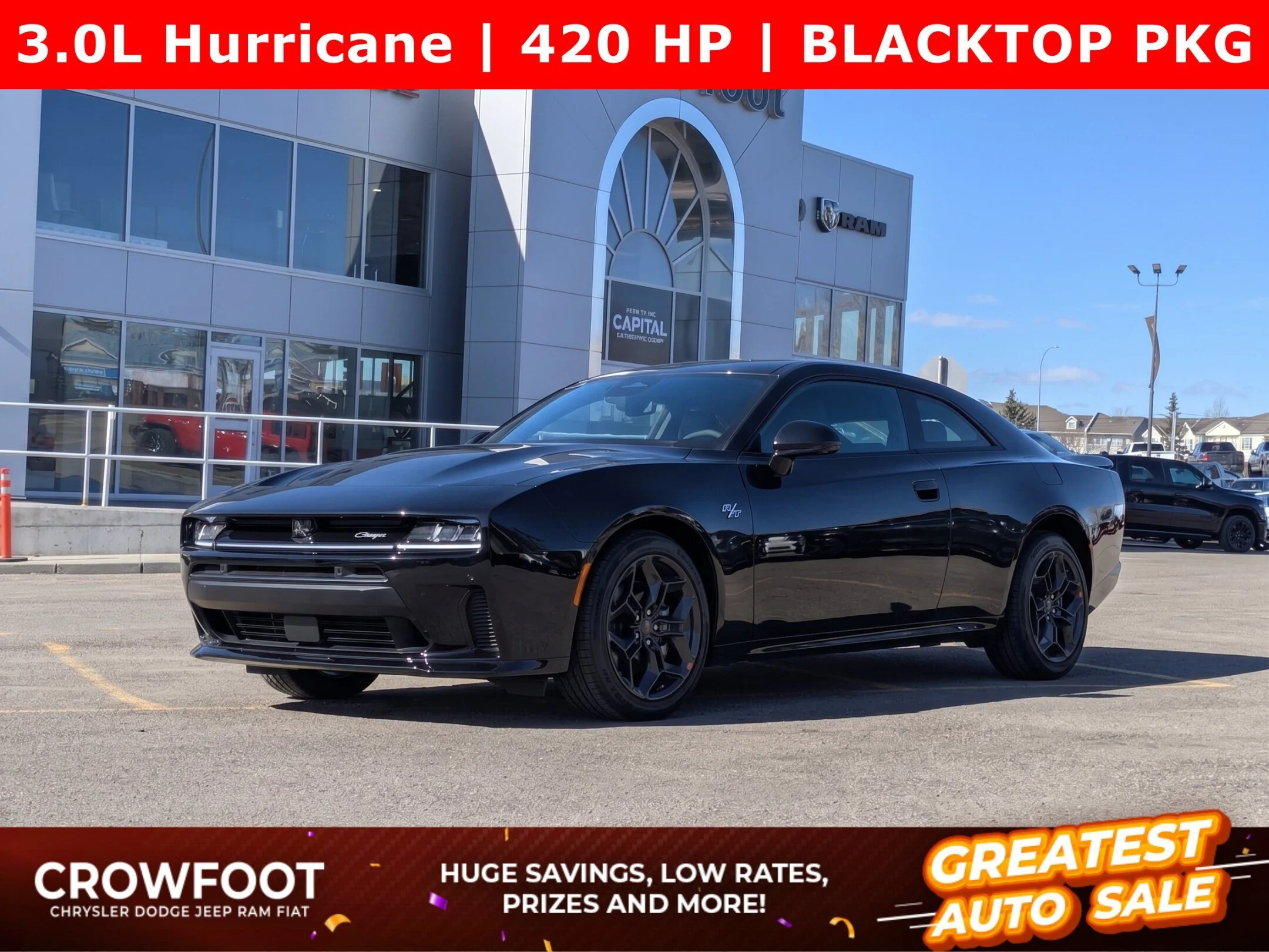 New 2026 Black Dodge R/T - - Blacktop Pkg - Driver Convenience Grp - Alpine Audio - 20 Black Wheels & More! image 1