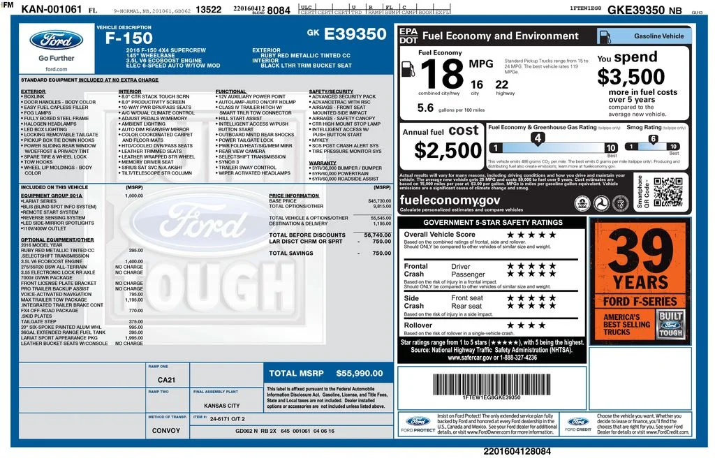 Used 2016 Ruby Red Metallic Ford Lariat image 6