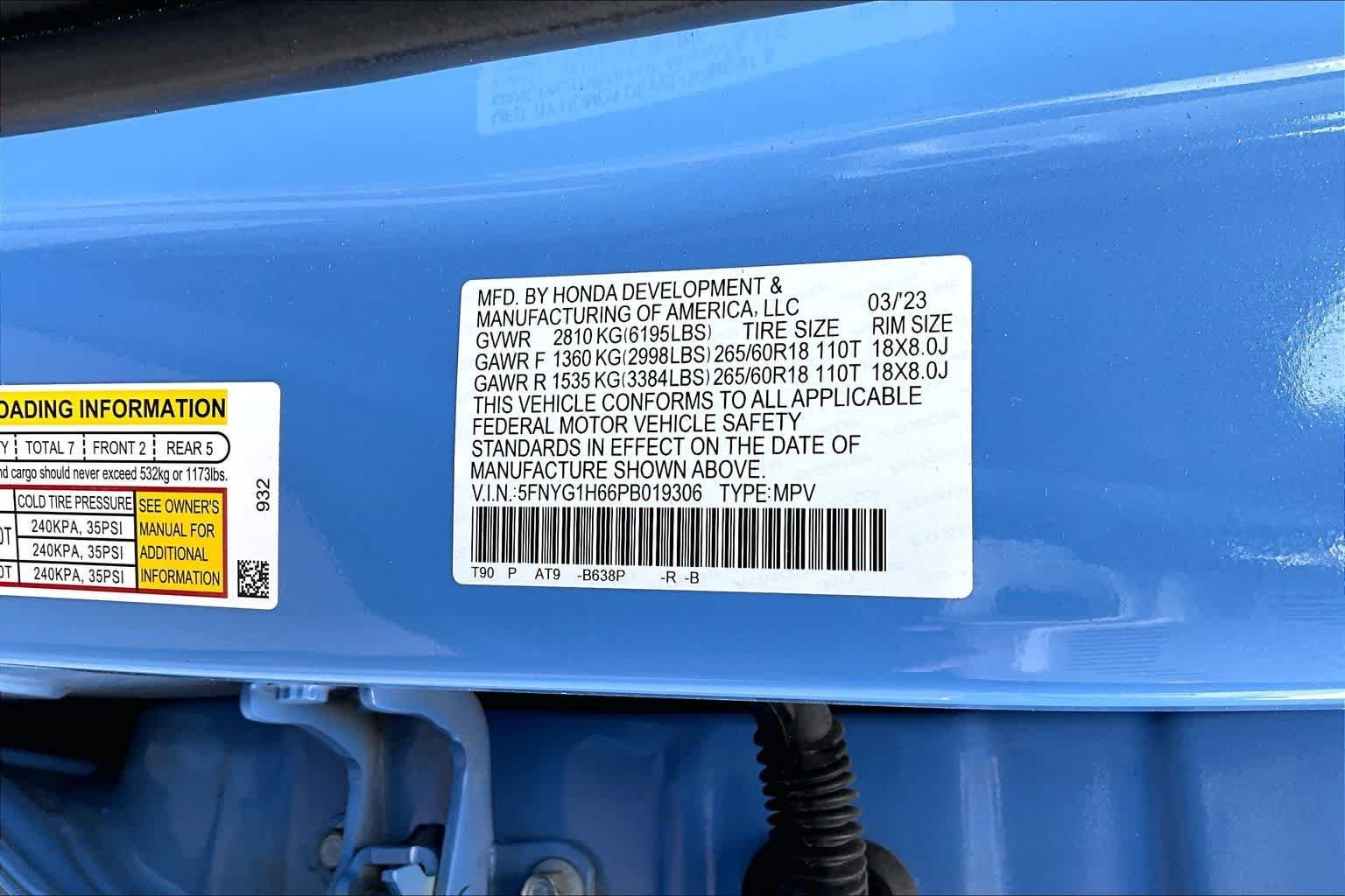 Certified Used 2023 Diffused Sky Pearl Honda AWD TRAILSPORT image 34